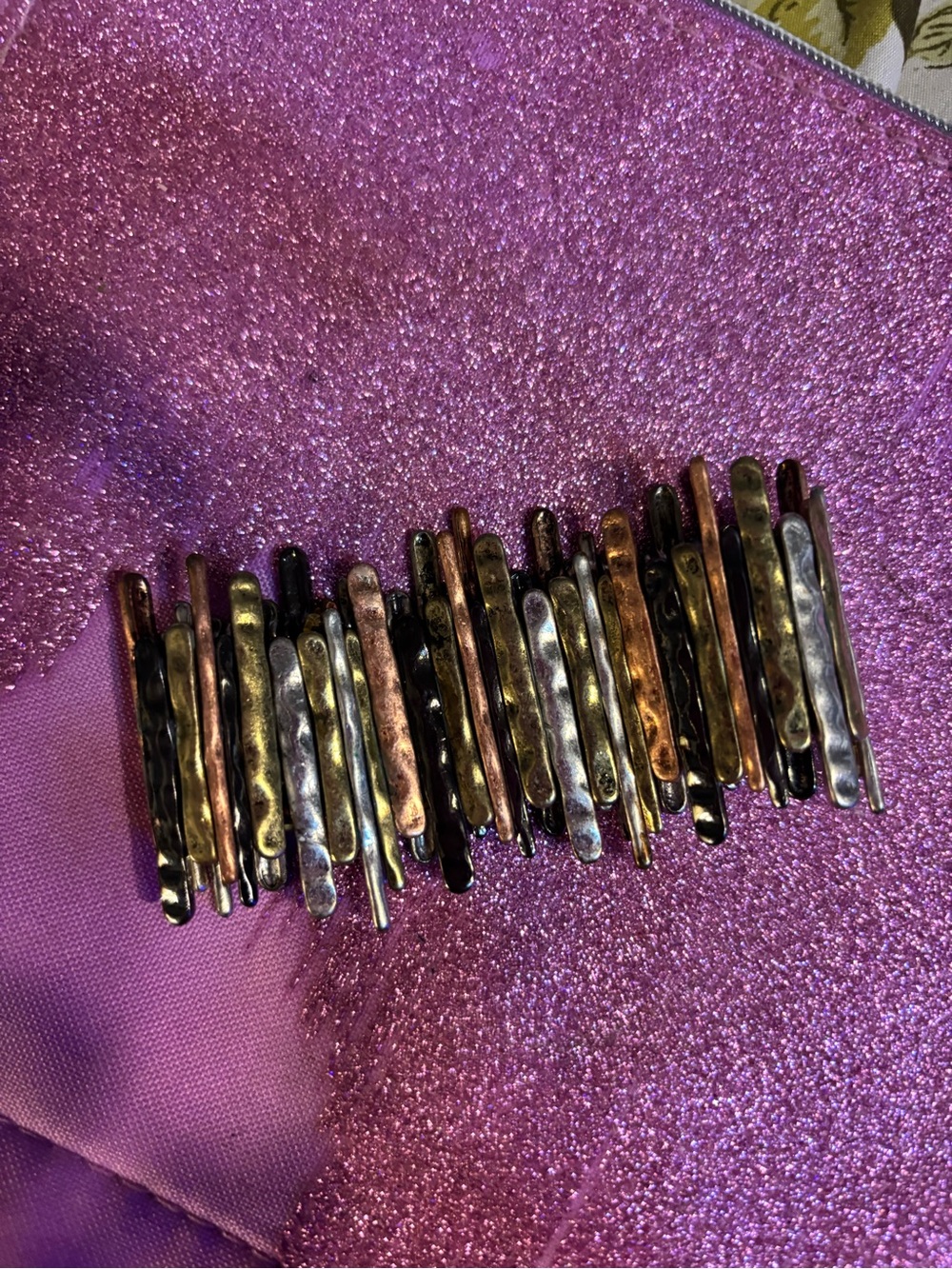 Mixed Metal tri color bracelet. - Black, Gold, Copper, Silver